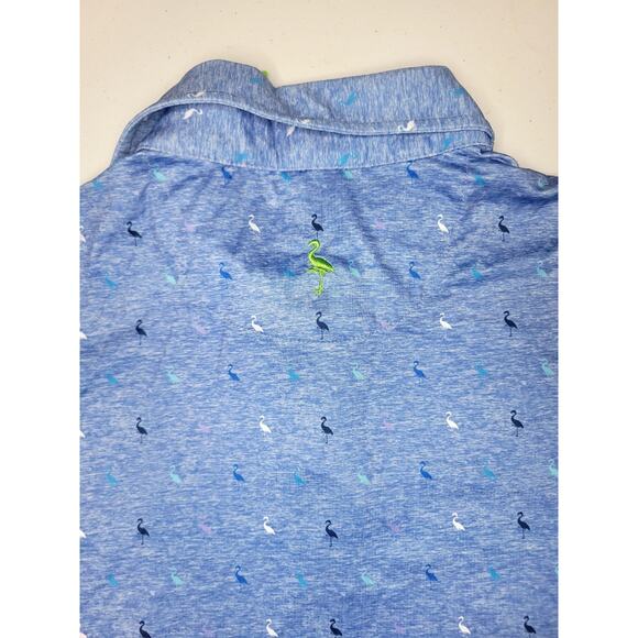 TailorByrd Performace Polo Golf Flamingos All Over Print Colorful Men's M SPF 30 - Picture 7 of 7